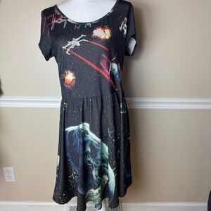 Star Wars Mighty Fine Dress Women’s Size L - Galactic Space Battle Print